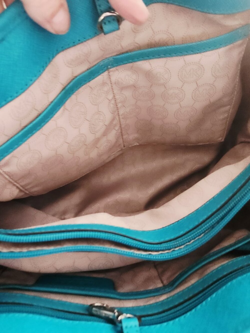 New Michael Kors Blue/Green Tote Bag Purse - Picture 13 of 13